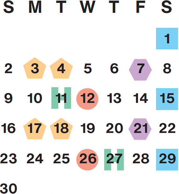 November 2025 calendar month grid with columns for Sunday to Saturday, Nov 1 on Sat first row, and Nov 30 on Sun sixth row