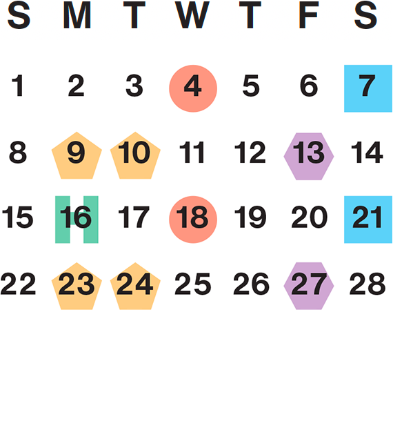 February 2026 calendar month grid with columns for Sunday to Saturday, February 1 on Sun first row, and February 28 on Fri fourth row