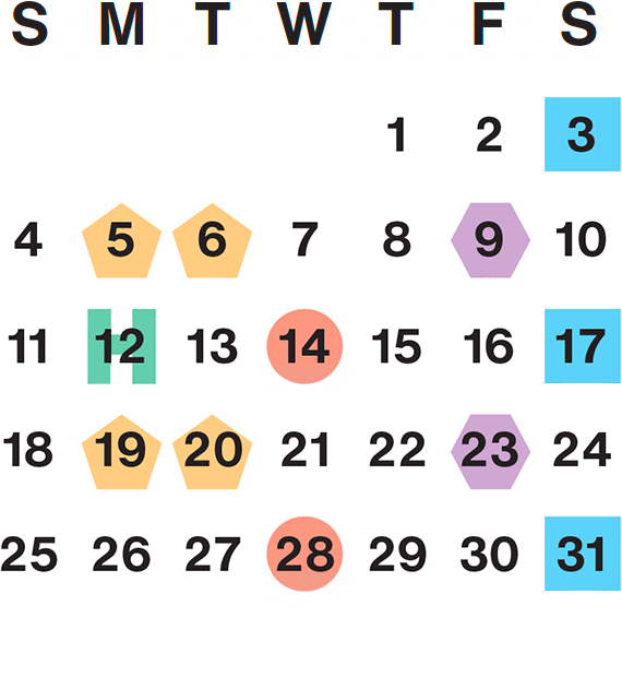 October 2026 calendar month grid with columns for Sunday to Saturday, Oct 1 on Thu first row, and Oct 31 on Sat fifth row