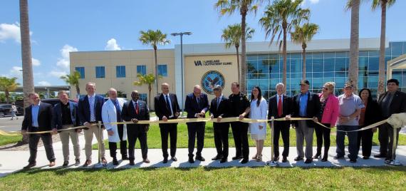 GSA and other members cutting the ribbon for the VA clinic in Lakeland, FL.