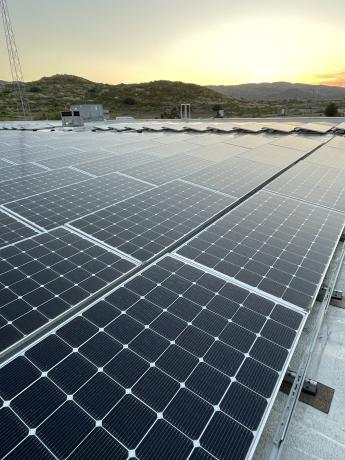 photo voltaic solar panels located at Tecate Land port of entry at sunset