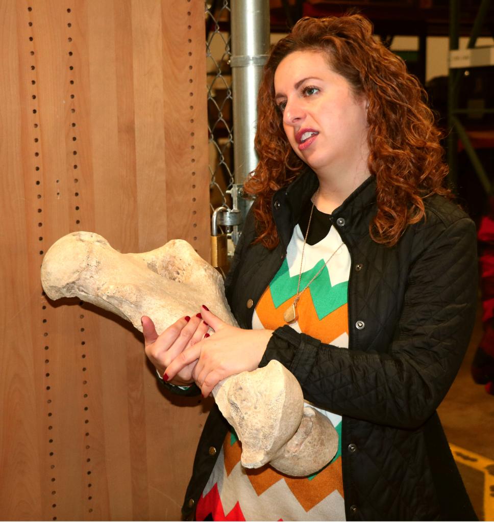 Maureen Schihl holding fossil 