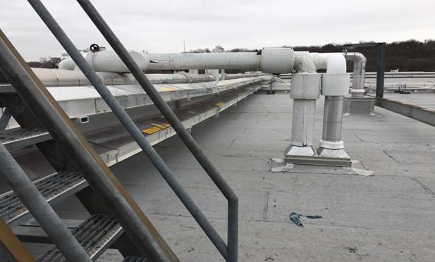 New roof at Bannister Federal Complex taken near rooftop stairs.